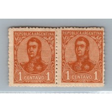 ARGENTINA 1908 GJ 276b PAREJA DE ESTAMPILLAS NUEVAS CON GOMA VARIEDAD CON Y SIN FILIGRANA U$ 10